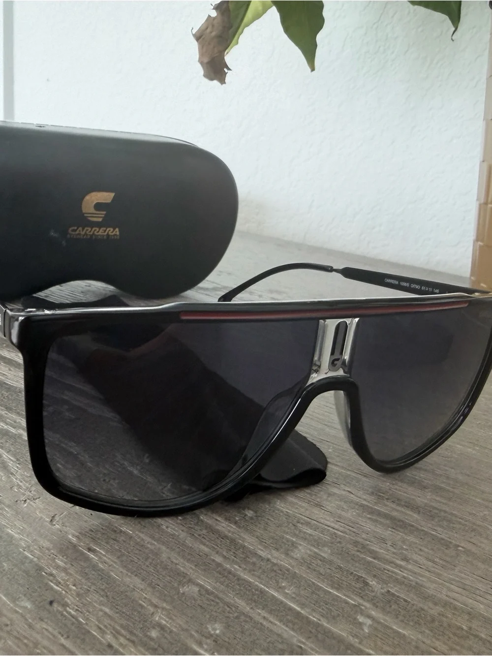 Carrera unisex Black Shield Sunglasses with Dark Gradient Lenses